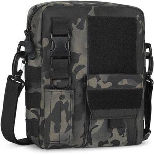 Small Messenger Bag Crossbody Tactical Shoulder Bag Canvas Travel Office Black